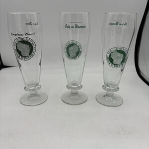 New Glarus Brewing Pilsner Beer Glasses Wisconsin Employee Own Drink Lot of 3